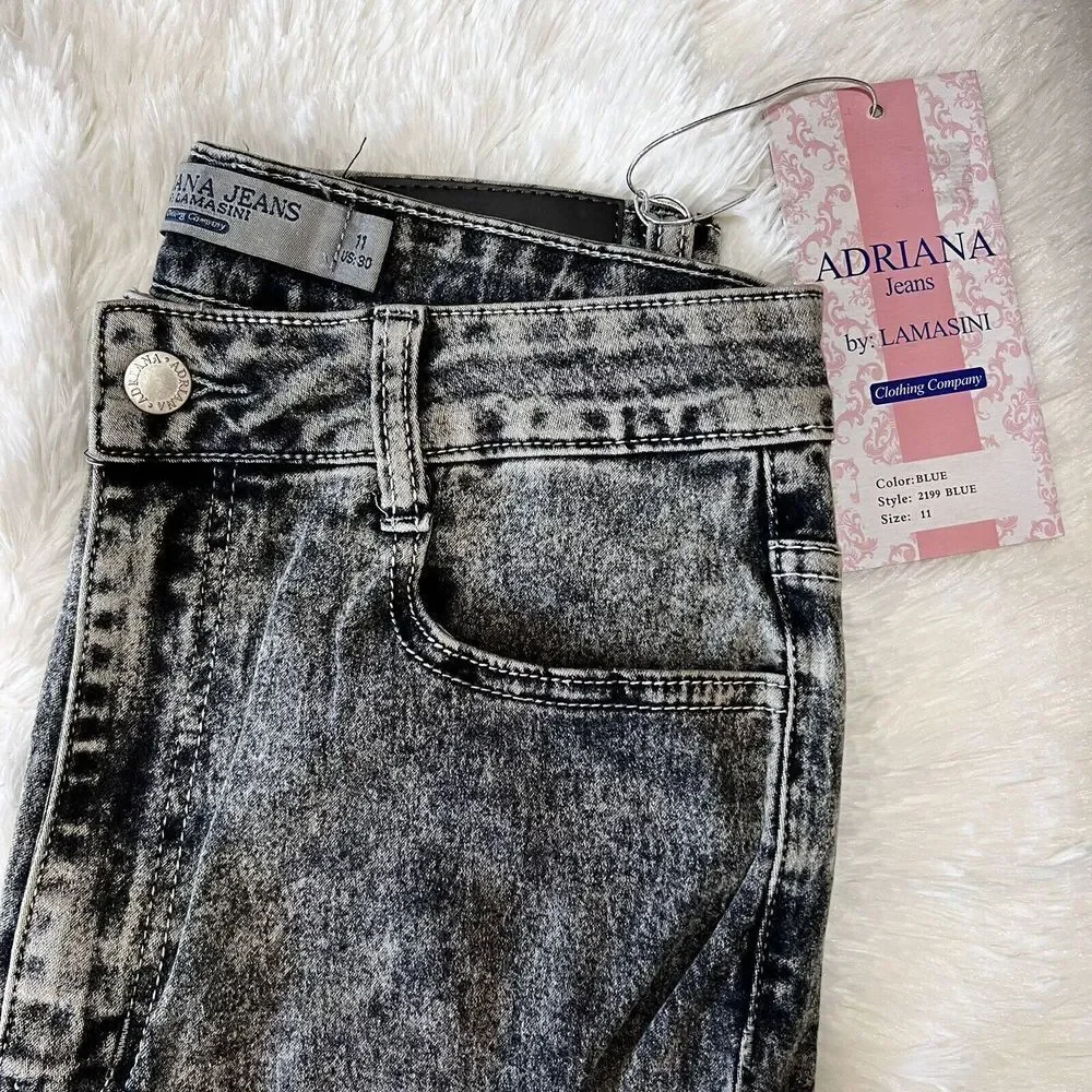 ADRIANA JEANS By LAMASINI Women's Jeans Ripped 5 Pockets Stretch Size 11